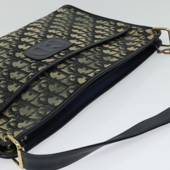 DIOR Trotter Canvas Shoulder Bag Navy Gold - Picture 6 of 16
